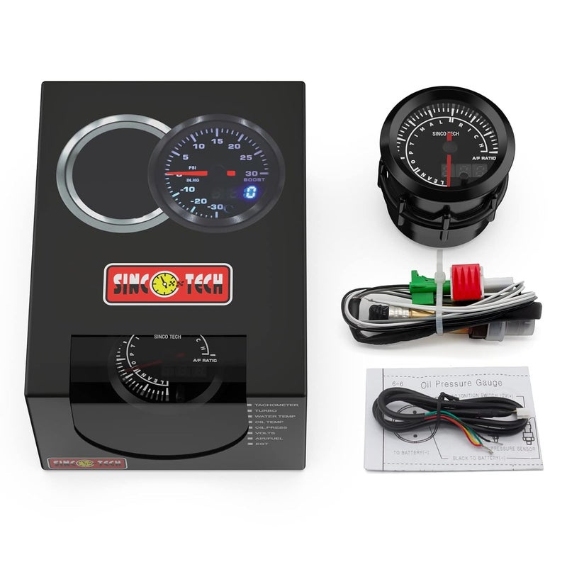 SINCO TECH 52mm Afr Gauge Car Meter Digital Display Pointer 7 Colors Backlight 12V Universal with Narrow Oxygen Kit…… (A/F Meter) - Image 5